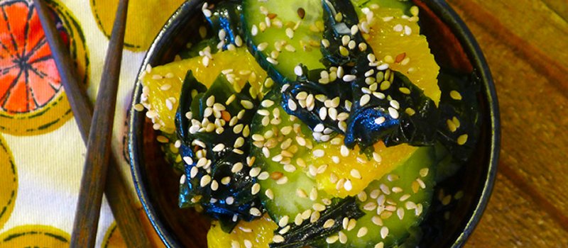 Wakame Seaweed Salad with Orange & Cucumber