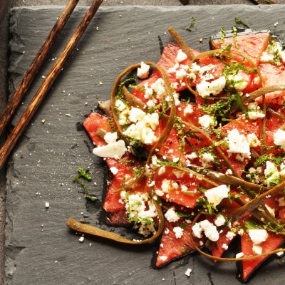 Watermelon & Feta Salad with Sea Spaghetti