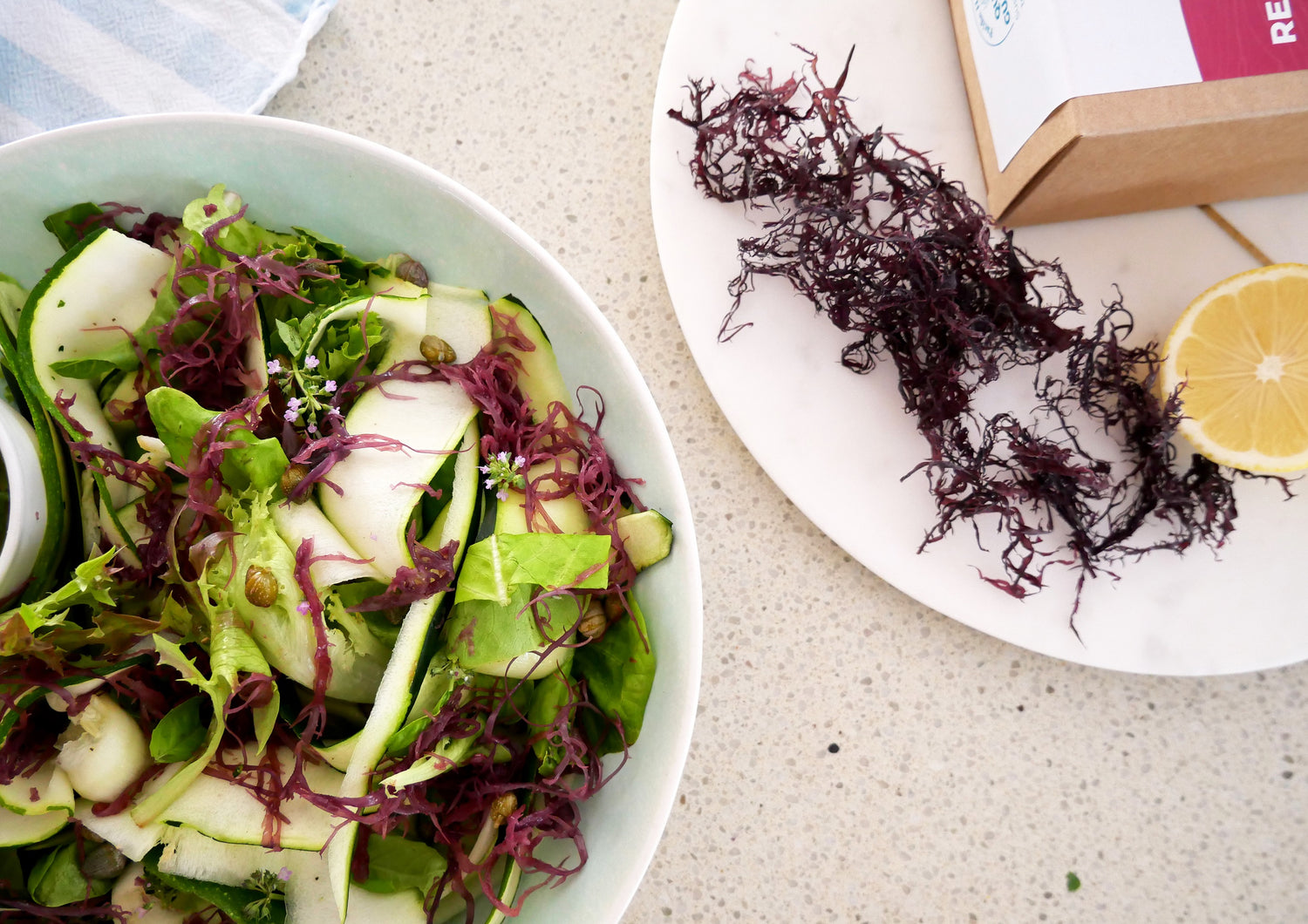 Zucchini & Red Sea Chicory Salad with Lemon & Caper Dressing