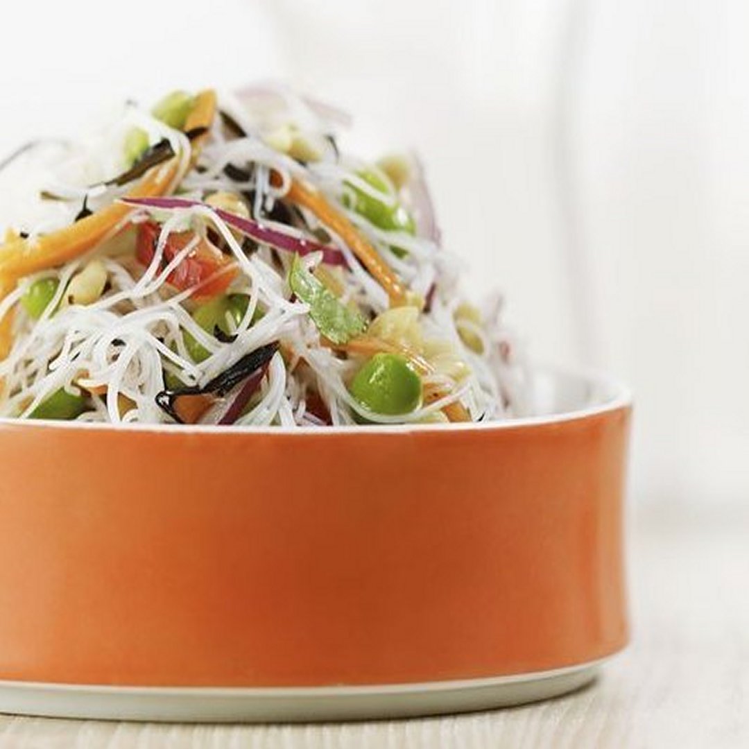 Raw Rice Vermicelli Salad with Edamame & Wakame