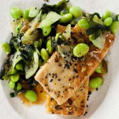 Grilled Tofu Steak Recipe with Edamame, Wakame & Ginger