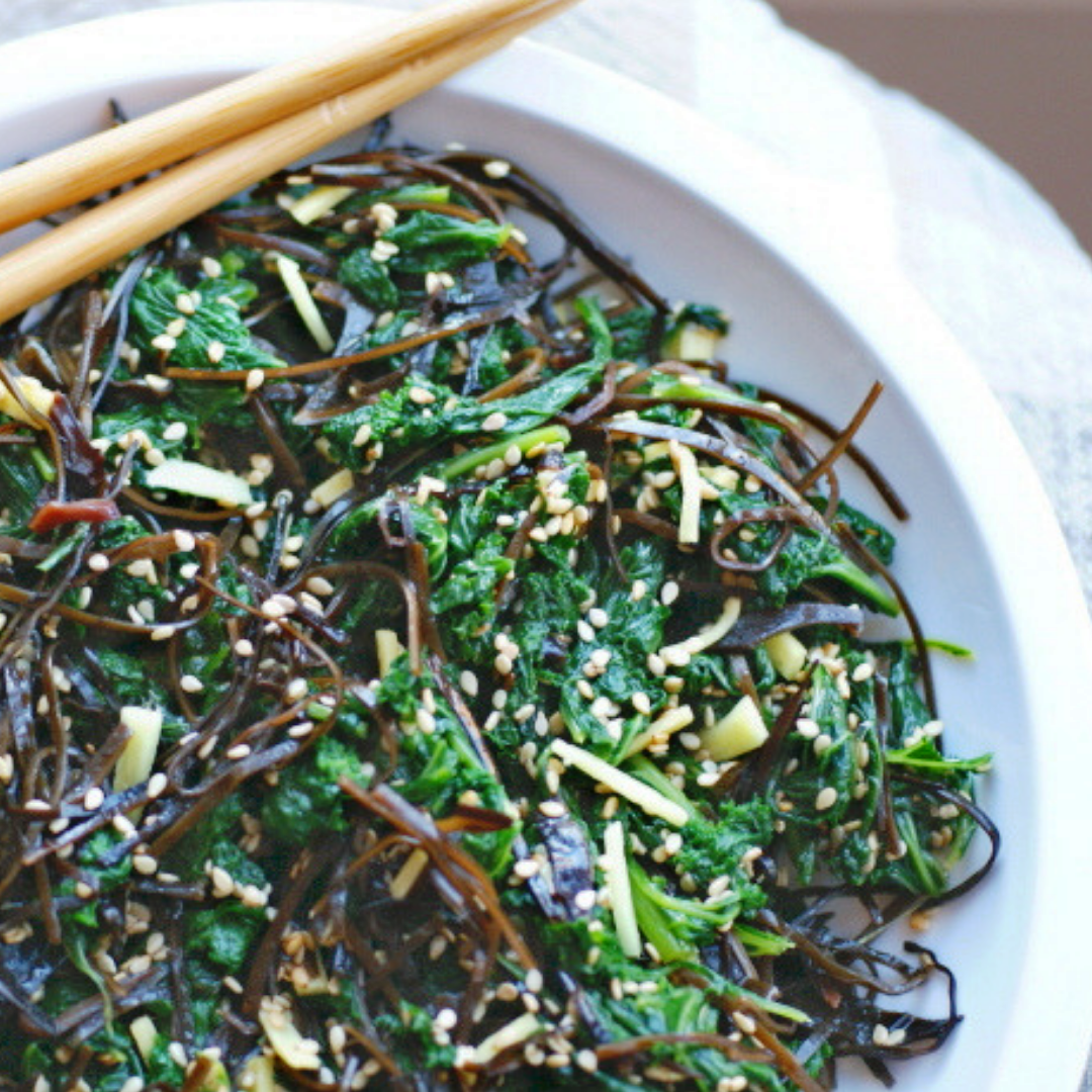 Kale Salad Recipe with Sea Spaghetti & Ginger