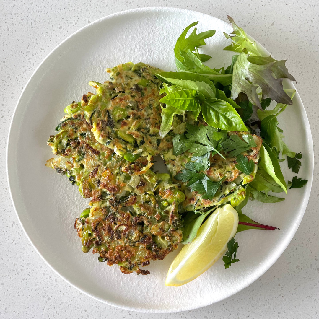 Zucchini, Edamame & Wakame Flake Fritters