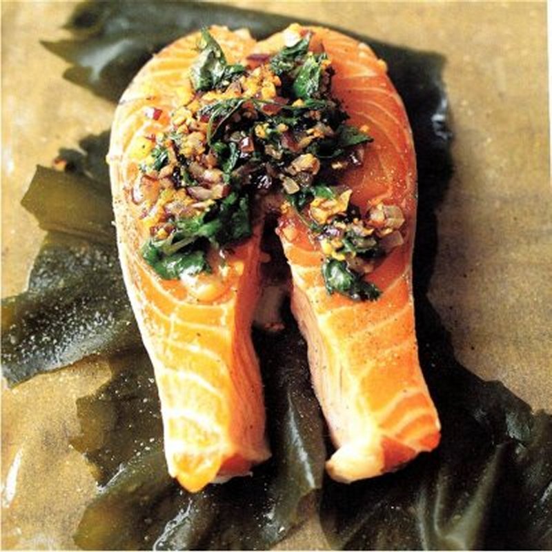 Oven Baked Salmon with Wild Wakame