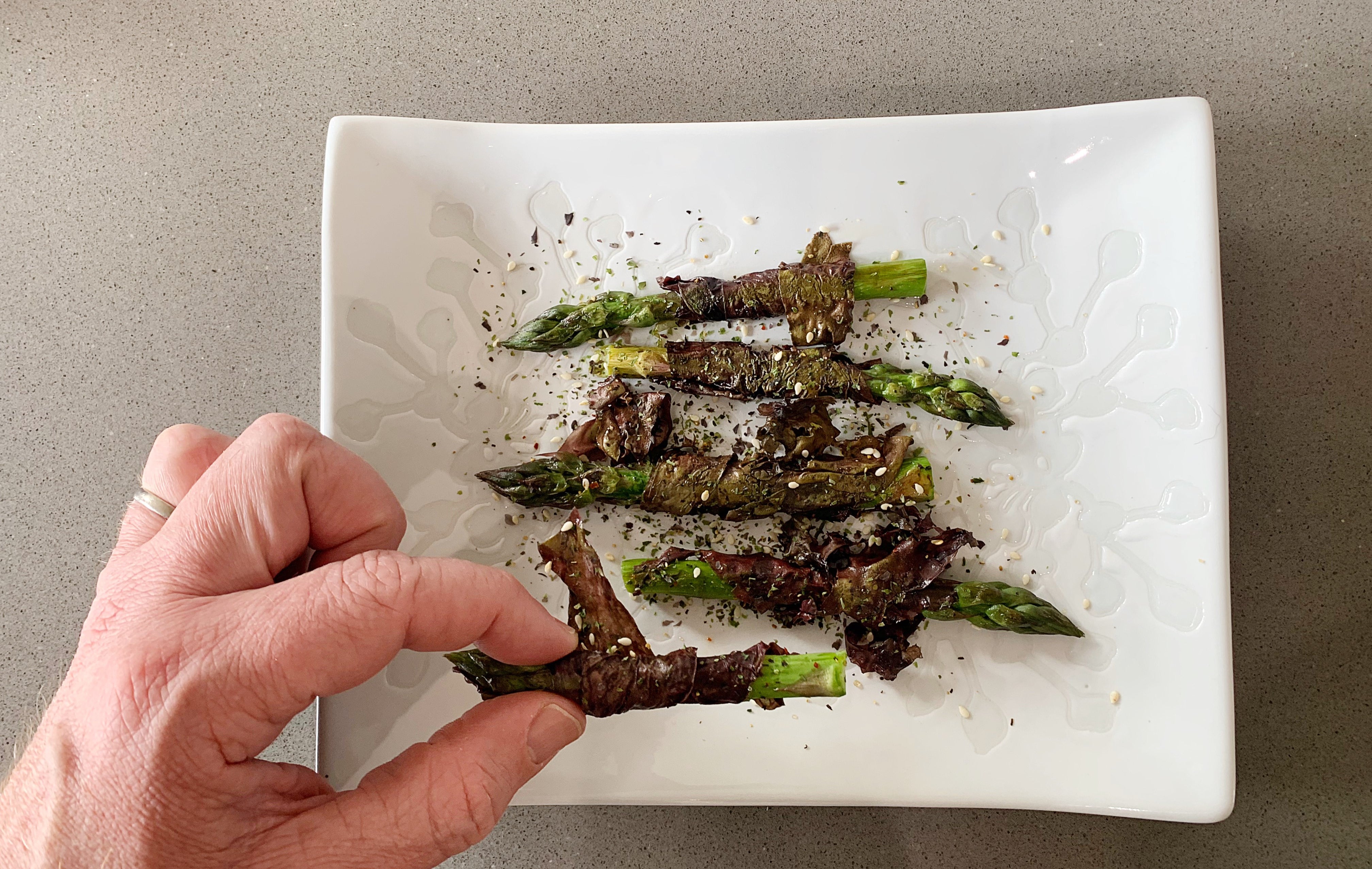 Grilled Asparagus Wrapped in Dulse Leaves