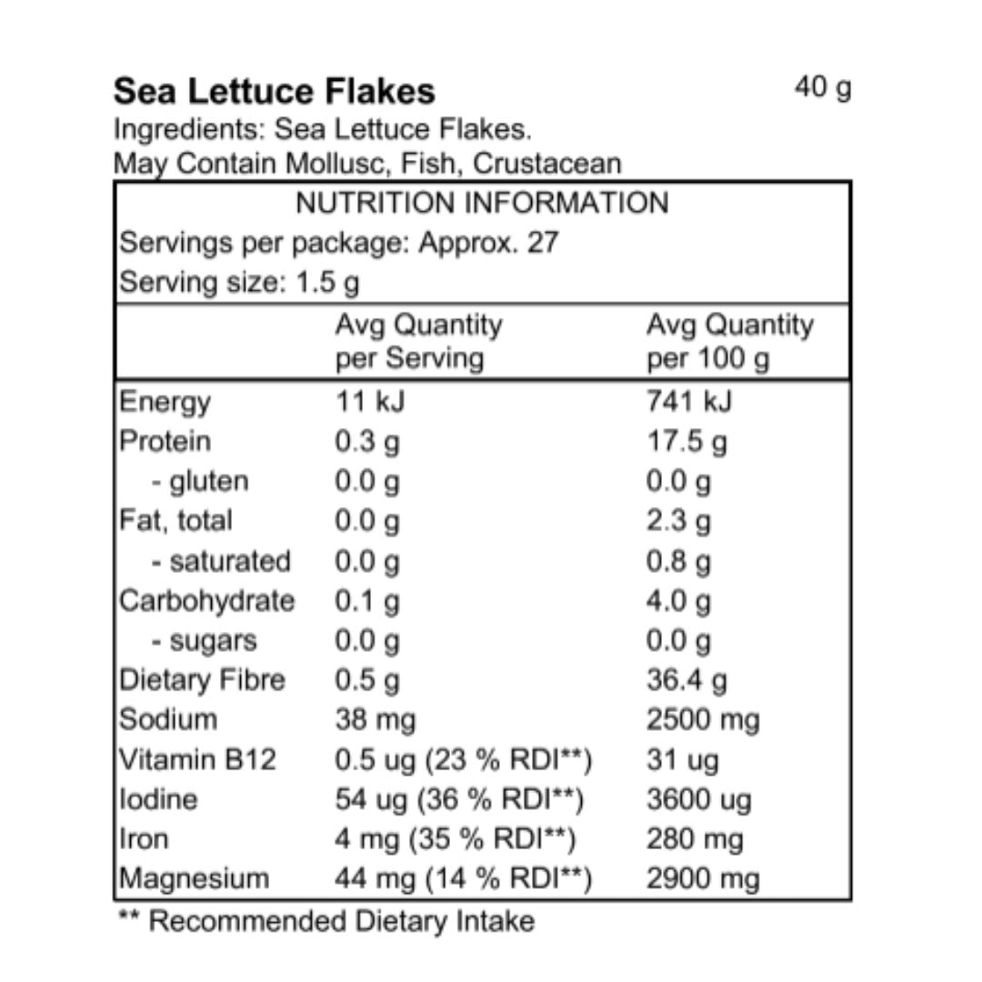 Sea Lettuce Seaweed Flakes (Raw, Gluten Free, Wild Harvested Seaweed)